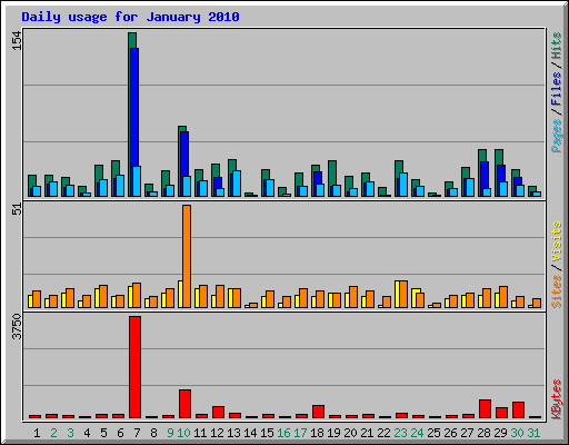 Daily usage for January 2010