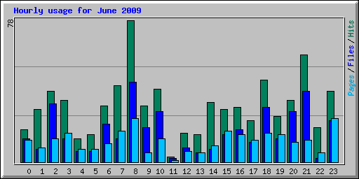Hourly usage for June 2009